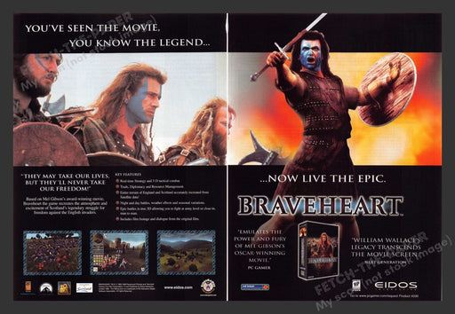 1999 Braveheart ...Now Live the Epic! Video Game Print Advertisement (2 pgs)