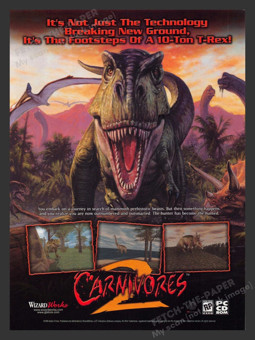 1999 Carnivores 2 T-Rex Video Game Print Advertisement Fetch the Paper!