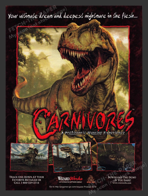 1999 Carnivores: A Prehistoric Hunting Experience Video Game Print Advertisement