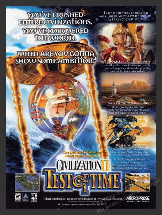 1999 Civilization II: Test of Time Video Game Print Advertisement
