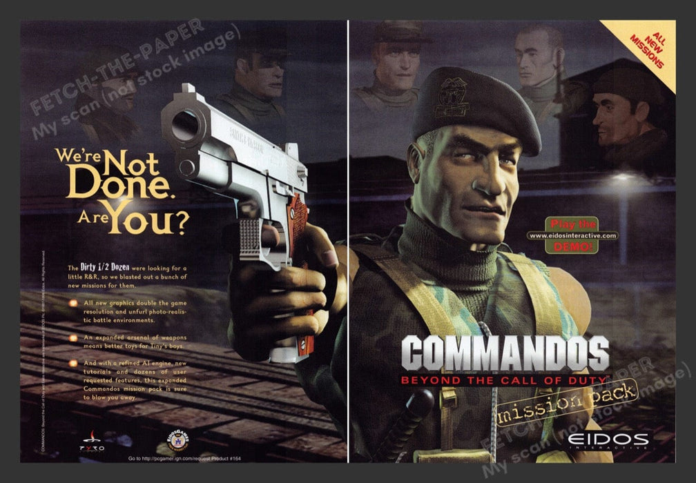 1999 Commandos: Mission Pack Video Game Print Advertisement 2 pgs