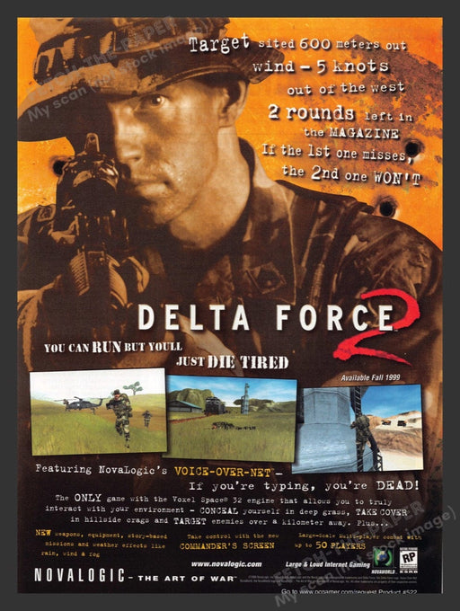 1999 Delta Force 2 Just Die Tired Video Game Print Advertisement