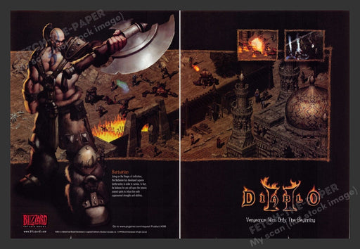 1999 Diablo II Vengeance only the beginning Video Game Print Advertisement 2pgs Fetch the Paper!