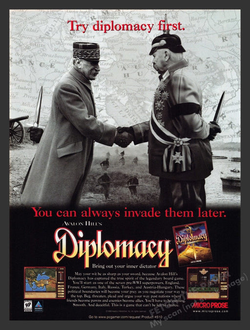 1999 Diplomacy "Try Diplomacy First" Video Game Print Advertisement