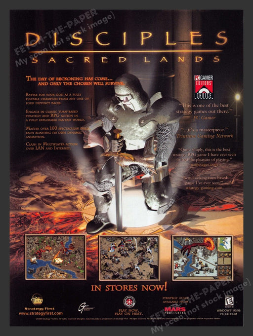 1999 Disciples: Sacred Lands Knight Video Game Print Advertisement Fetch the Paper!