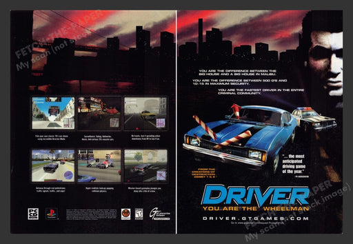 1999 Driver "You are the wheelman" Video Game Print Ad (2 pgs)
