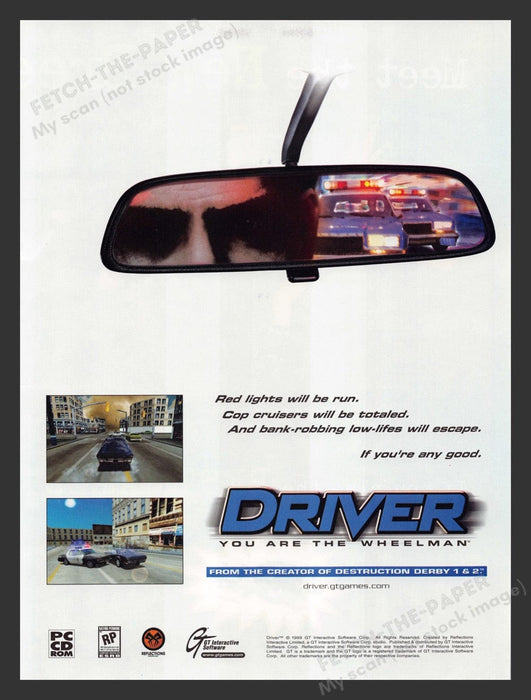 1999 Driver "You are the wheelman" Video Game Print Ad Fetch the Paper!