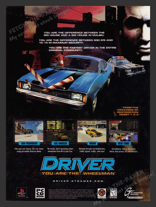 1999 Driver You are the wheelman Video Game Print Advertisement