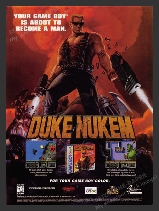1999 Duke Nukem "Boy to a man" Video Game Print Advertisement