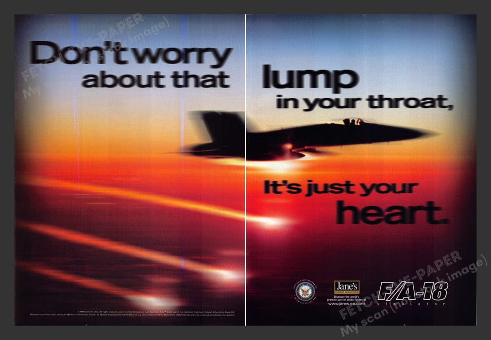 1999 F/A-18 Heart in your Throat Video Game Print Advertisement 2pgs Fetch the Paper!