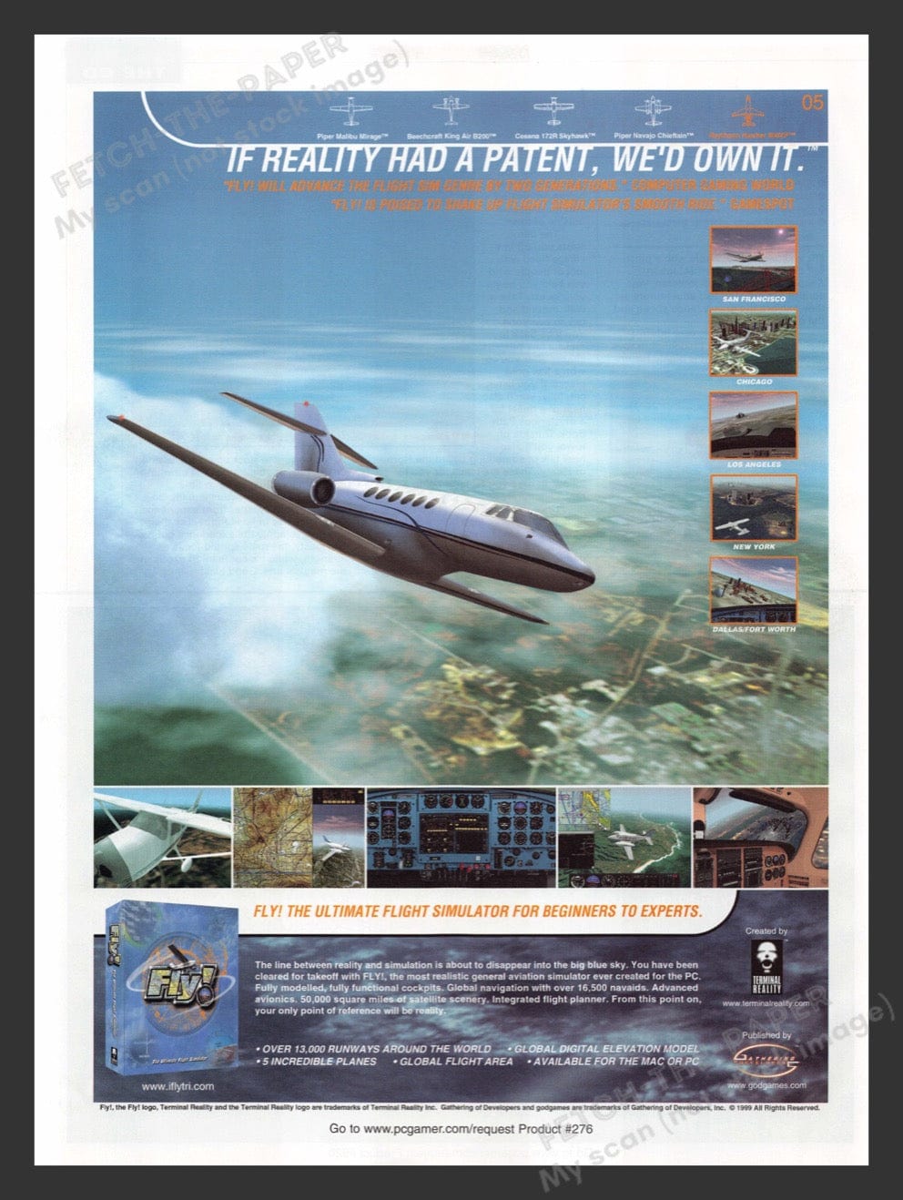 Flight Simulation Advertising 1999 Fly! Flight Simulator Video Game Print Advertisement — Fetch-the-Paper