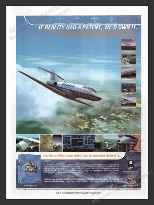 1999 Fly! Flight Simulator  Video Game Print Advertisement Fetch the Paper!