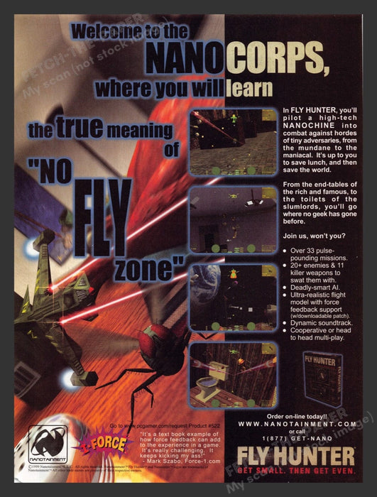1999 Fly Hunter "Get small. Then get even." Video Game Print Advertisement Fetch the Paper!