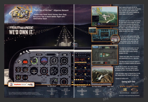 1999 Fly! "If reality had a patent..." Video Game Print Advertisement (2 pgs) Fetch the Paper!