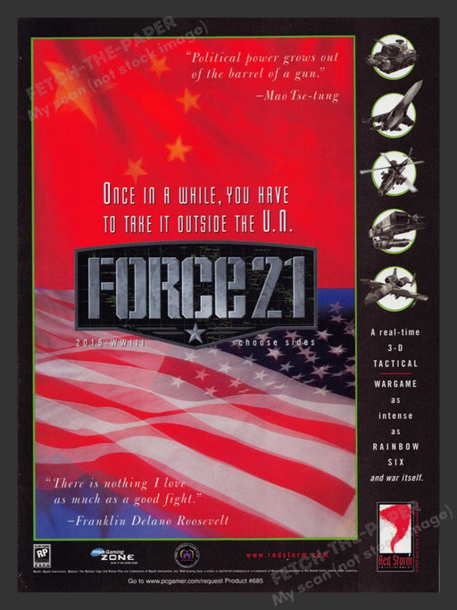 1999 Force 21 2015 WWIII China & U.S.A. Video Game Print Advertisement