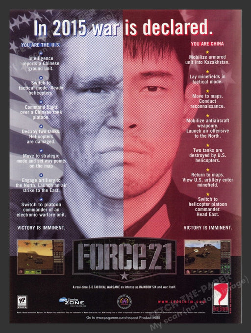 1999 Force 21 War with China 2015 Video Game Print Advertisement Fetch the Paper!