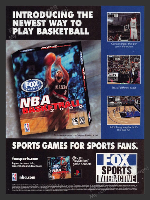 1999 Fox Sports Interactive NBA Basketball Video Game Print Advertisement