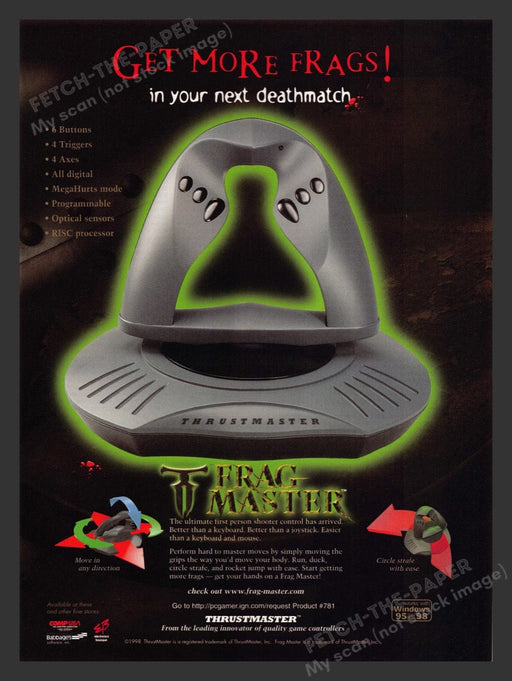 1999 Frag Master "Get more frags!" Video Game Print Advertisement Fetch the Paper!