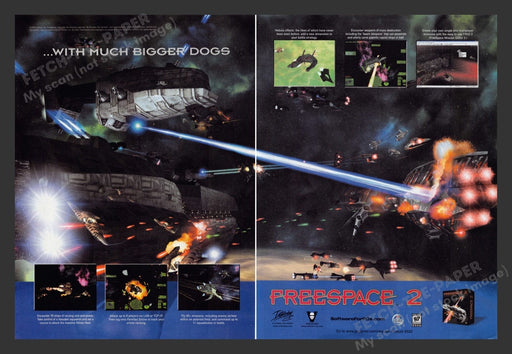 1999 Freespace 3 "...with much bigger dogs" Video Game Print Advertisement 2pgs