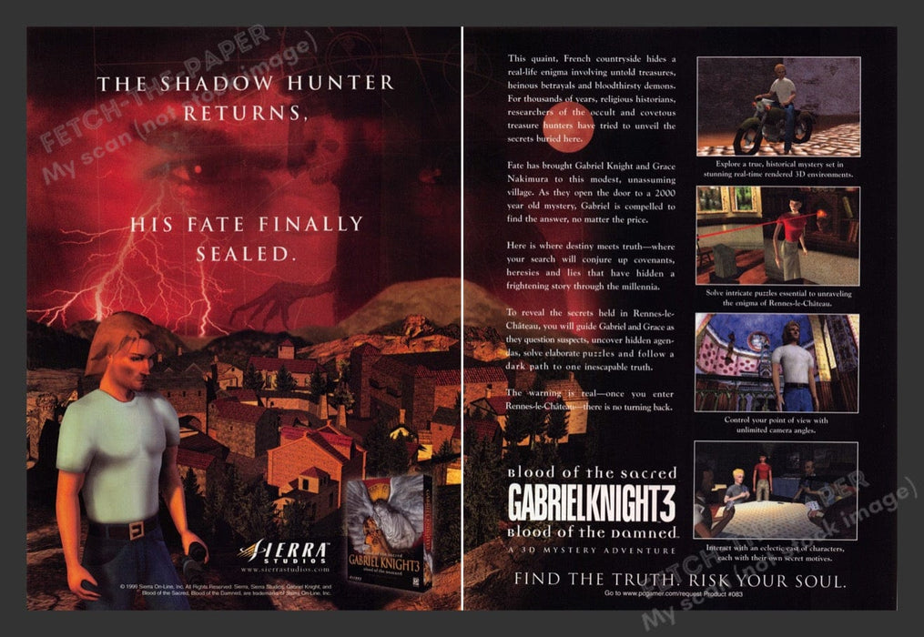 1999 Gabriel Knight 3 Video Game Print Advertisement 2pgs