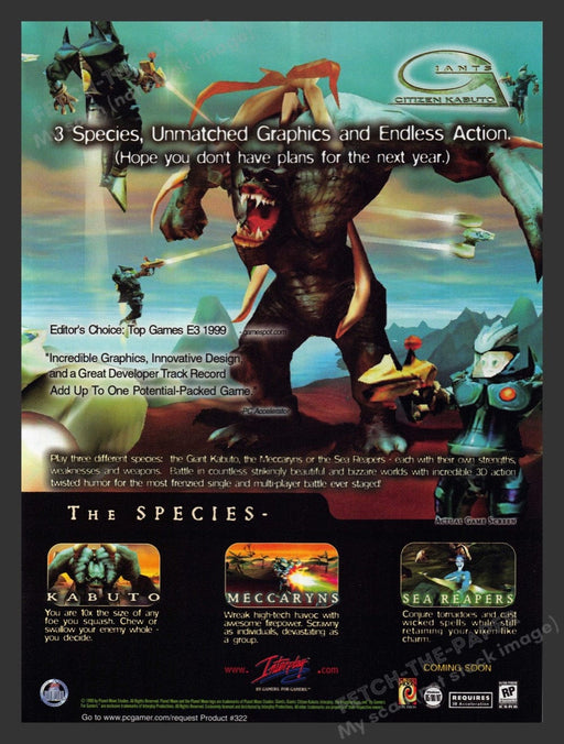 1999 Giants: Citizen Kabuto "The Species" Video Game Print Advertisement