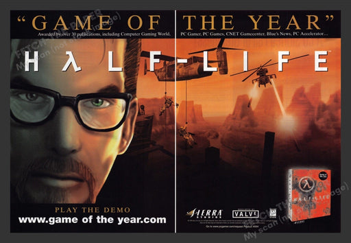1999 Half-Life "Game of the Year" Video Game Print Advertisement (2 pgs)
