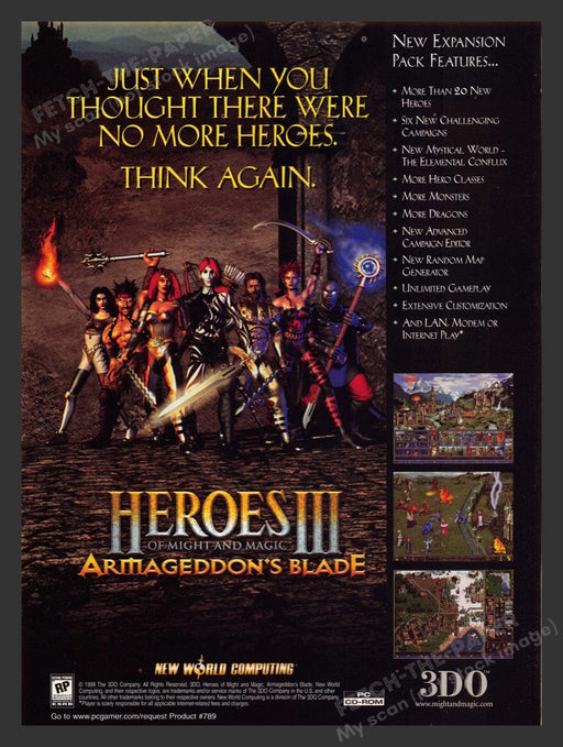1999 Heroes III: Armageddon's Blade Video Game Print Advertisement
