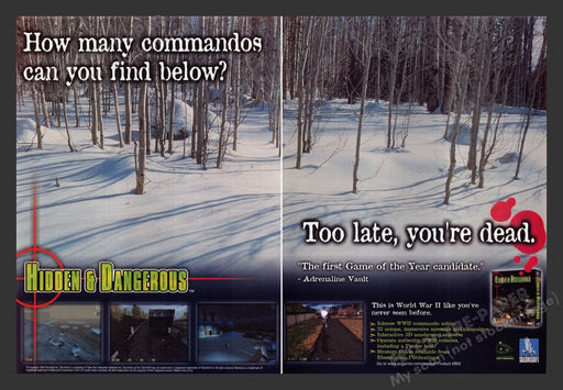 1999 Hidden & Dangerous Video Game Print Ad (2 pgs) Fetch the Paper!