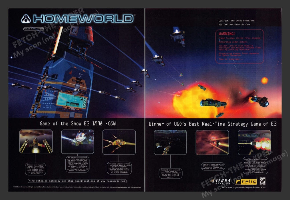 1999 Homeworld "The Great Wasteland" Video Game Print Ad (2 pages) Fetch the Paper!