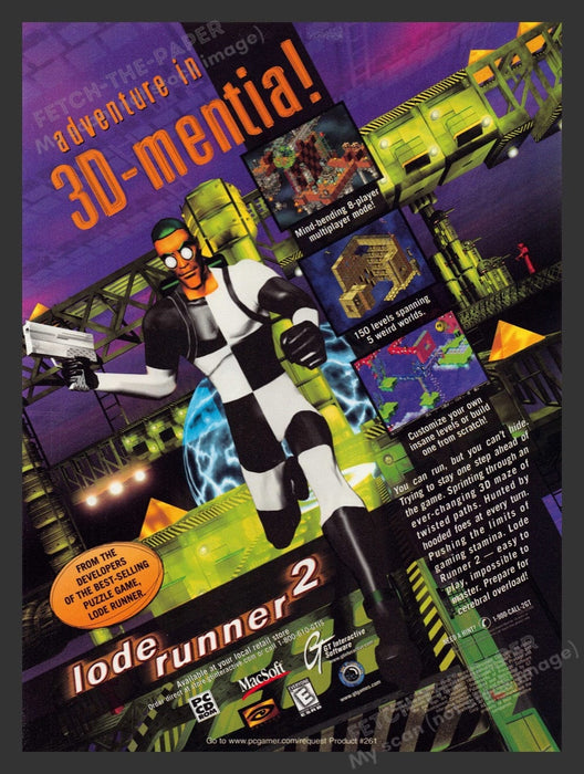 1999 Iode Runner 2 Video Game Print Advertisement Fetch the Paper!