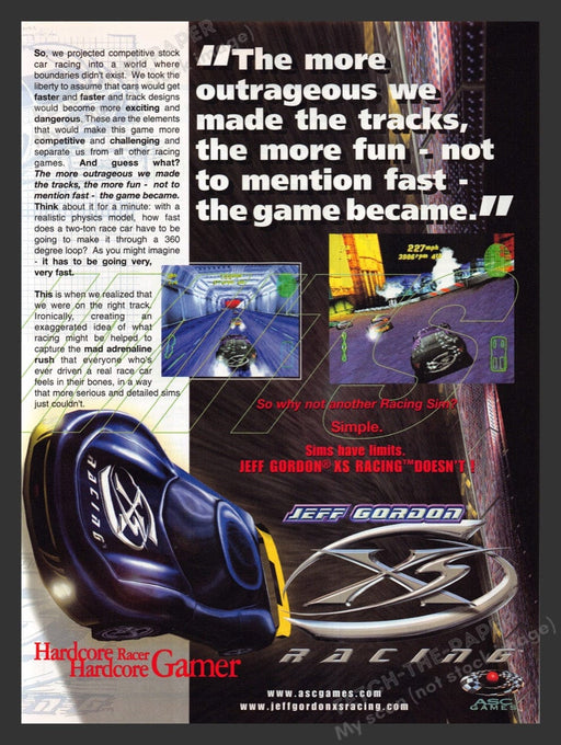 1999 Jeff Gordon XS Racing Video Game Print Advertisement
