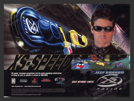 1999 Jeff Gordon XS-Speed Racing Video Game Print Advertisement Fetch the Paper!