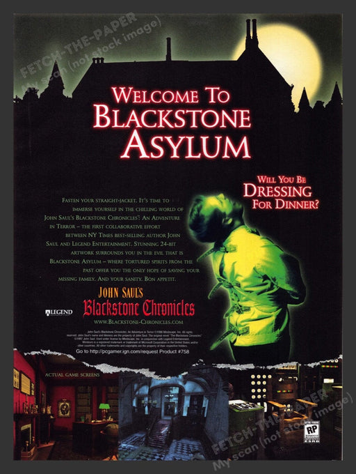 1999 John Saul's Blackstone Chronicles Video Game Print Advertisement