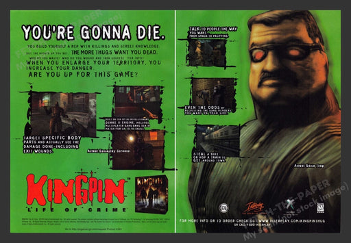 1999 Kingpin "Life of Crime" Video Game Print Advertisement 2 pgs Fetch the Paper!