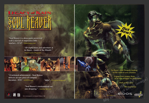 1999 Legacy of Kain: Soul Reaver Nosgoth Video Game Print Ad (2 pgs)