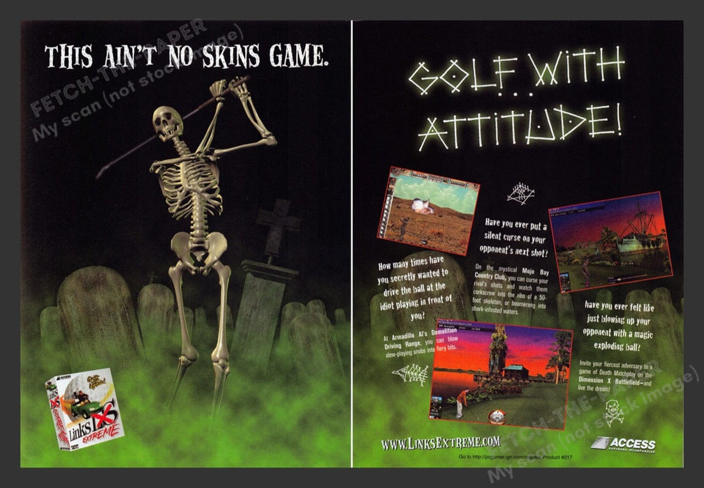 1999 Links Extreme Skeleton Golfing Video Game Print Advertisement (2 pgs)