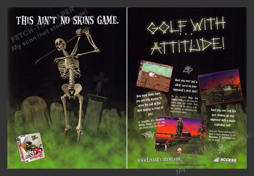 1999 Links Extreme Skeleton Golfing Video Game Print Advertisement (2 pgs)
