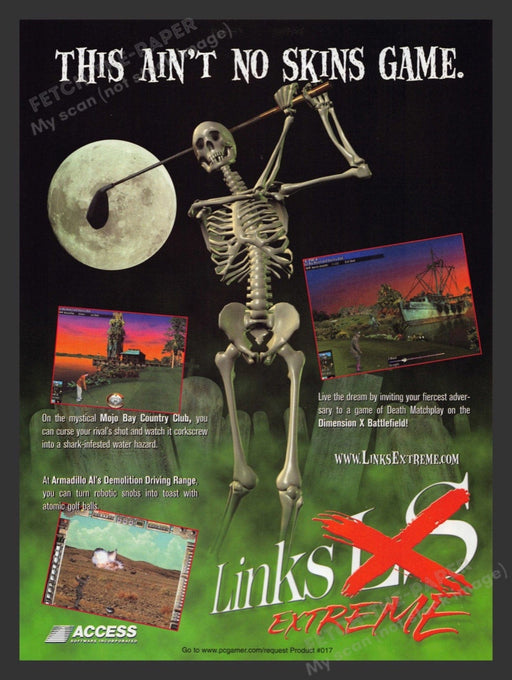 1999 Links Extreme Skeleton Golfing Video Game Print Advertisement