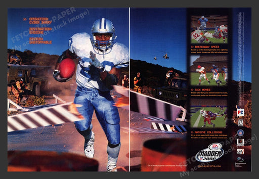 1999 Madden 2000 Barry Sanders Lions Video Game Print Advertisement (2 pgs)