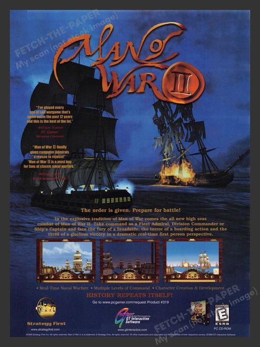 1999 Man of War II Video Game Print Advertisement Fetch the Paper!
