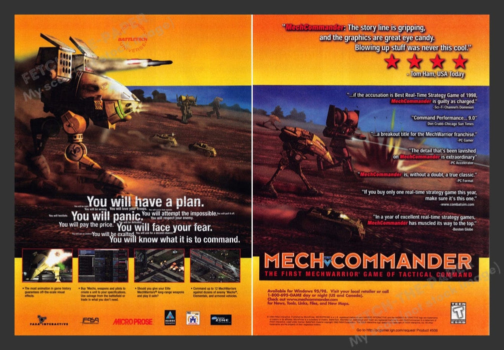 1999 Mech Commander Tactical Command Video Game Print Advertisement (2 pgs)