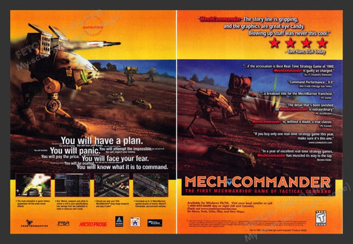 1999 Mech Commander Tactical Command Video Game Print Advertisement (2 pgs)
