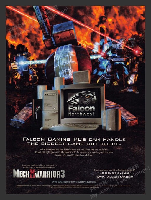 1999 Mech Warrior 3 with Falcon Gaming PCs Video Game Print Advertisement Fetch the Paper!