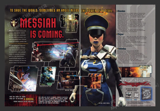 1999 Messiah "Angel needs the power of a Devil" Video Game Print Ad (2 pgs) Fetch the Paper!