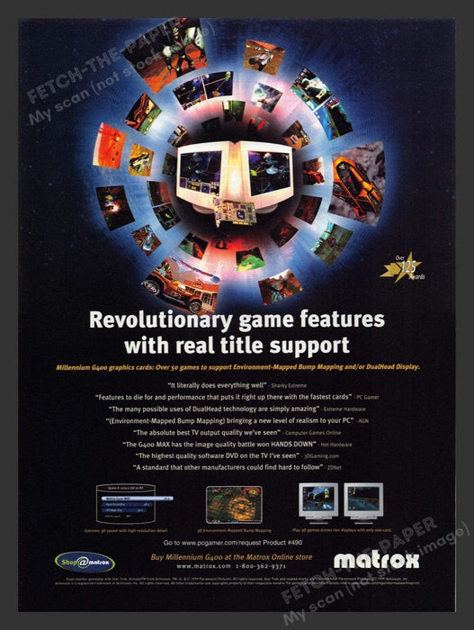 1999 Millennium G400 Graphic Cards Video Game Print Advertisement Fetch the Paper!