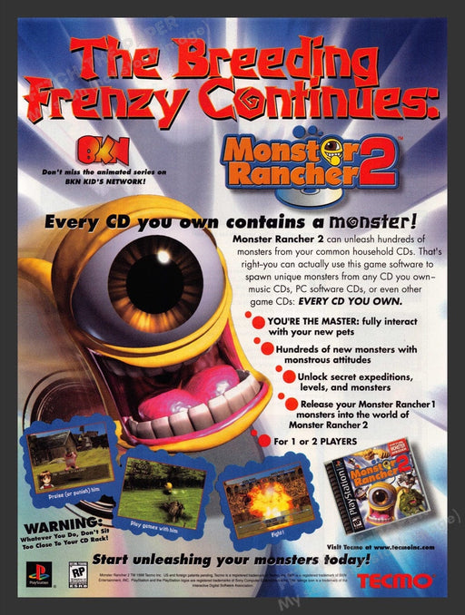 1999 Monster Rancher 2 Video Game Print Advertisement