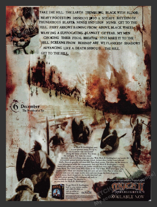 1999 Myth II: Soulblighter The Hill Video Game Print Advertisement Fetch the Paper!