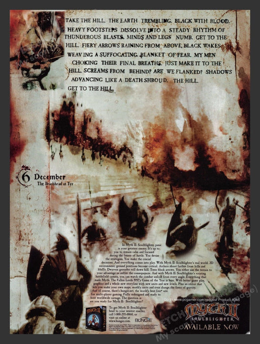 1999 Myth II: Soulblighter The Hill Video Game Print Advertisement Fetch the Paper!