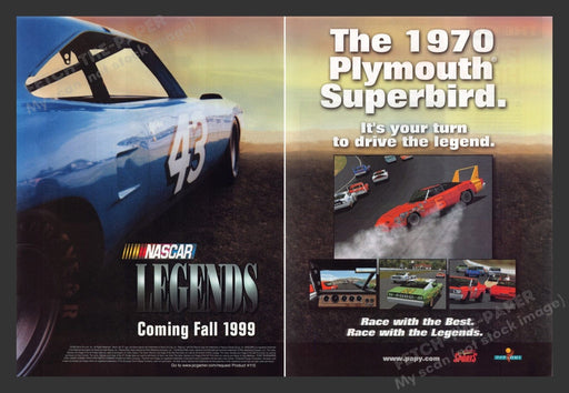 1999 Nascar Legends 1970 Plymouth Superbird Video Game Print Advertisement 2pgs Fetch the Paper!