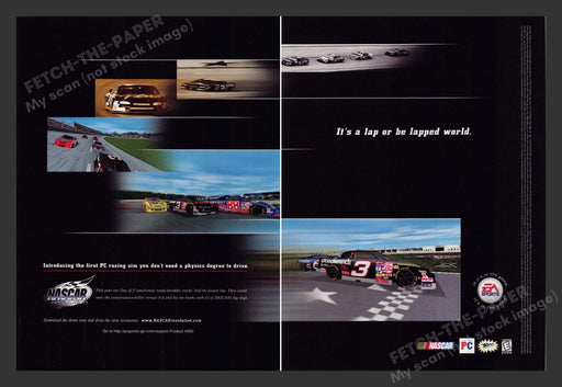 1999 Nascar: Revolution Video Game Print Advertisement (2 pgs) Fetch the Paper!
